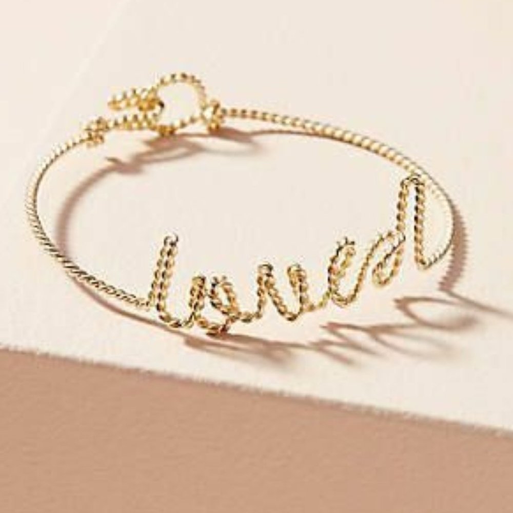 LOVED Twisted Gold Metal Bracelet